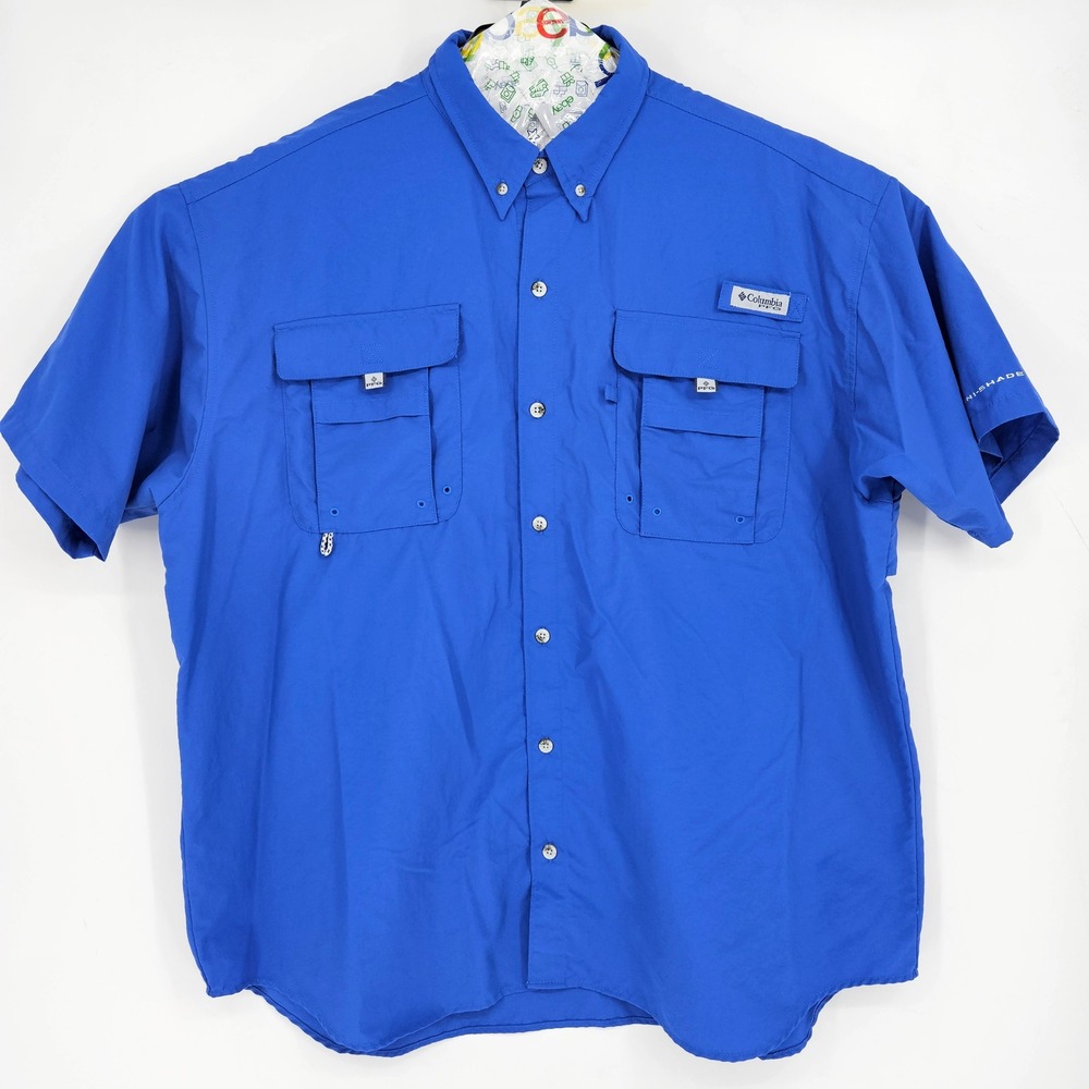 Columbia Shirt Mens XXL Bahama Vented Fishing Omni Shade Button Down Blue